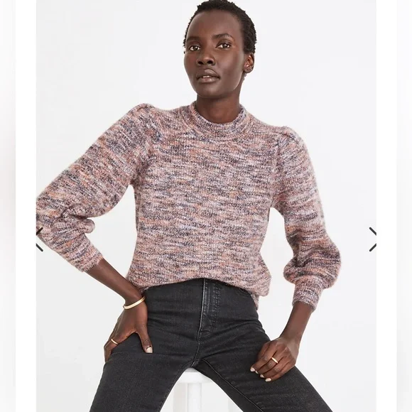 Madewell Space-Dyed Eaton Puff-Sleeve Pullover Sweater - Picture 2 of 9